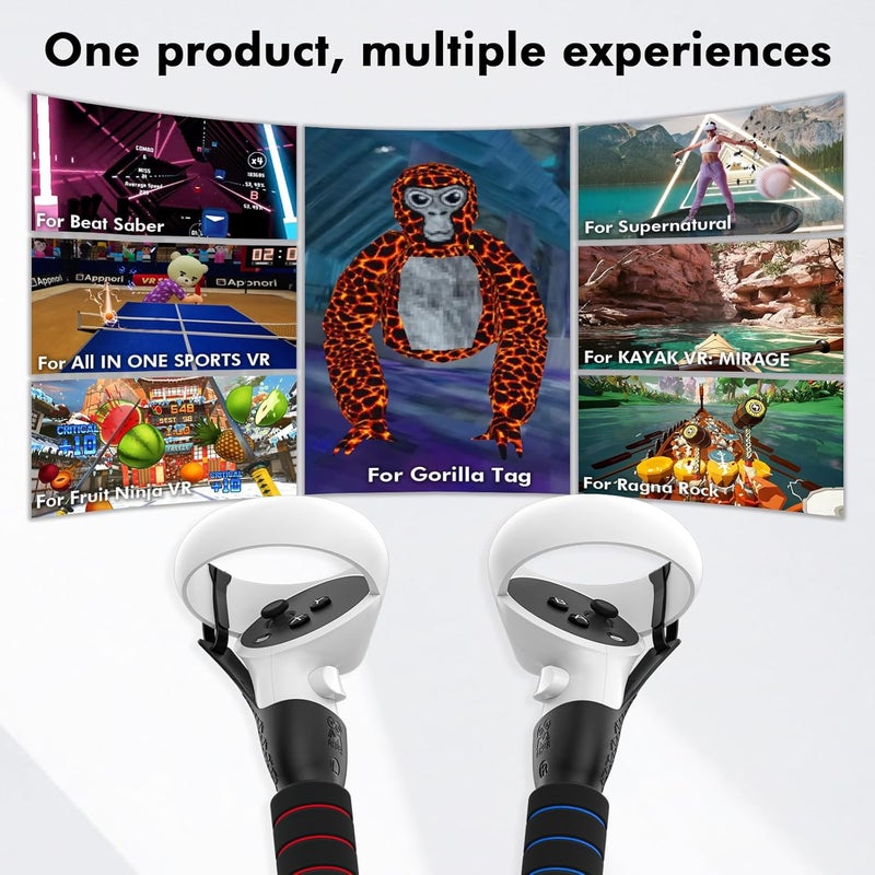 AMVR Gorilla Tag Long Arms Beat Saber Handles Compatible with Oculus Quest 2/Quest/Rift S, VR Controller Extension Grip Accessories 2 in 1 Sticks Attachment, Reinforcement with Tie Wraps(Not for Q3) - Image 2